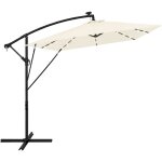 Ml - design parasol d�port� avec led solaire � 330 cm beige en aluminium � manivelle, protection uv50 ...
