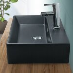 Ml - design vasque  poser lavabo salle de bain 600 x 365 mm en cramique carr noir mat vier salle ...