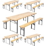 Mob event pro - table et bancs bois brasserie 220 cm - lot de 5