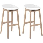 Mob - in - lot de chaises d'�lot et bar en ch�ne et assise plastique 65cm