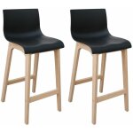 Mob - in - lot de tabourets de bar et d'îlot en chêne et assise plastique 65cm Mob - in - lot de tabourets de bar et d'îlot en chêne et assise plastique 65cm