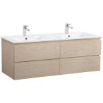 Mob - in - meuble double vasque sorrento - 120cm - plan c�ramique - d�cor ch�ne