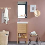 Mob - in - ensemble meuble lave - mains vasque blanche atoll avec miroir
