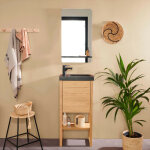 Mob - in - ensemble meuble lave - mains vasque noire atoll avec miroir