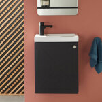 Ensemble meuble lave - mains noir carbone ava avec robinet noir