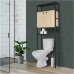 Mob - in - etagre pont wc bois et mtal noir - avec rangement ferm - 180x66cm