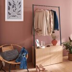 Portant vtements bois et mtal 90x175cm - avec rangement ferm