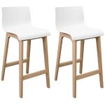 Mob - in - lot de tabourets de bar et d'�lot en ch�ne et assise plastique 65cm