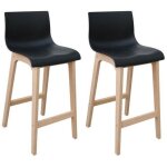Mob - in - lot de tabourets de bar et d'lot en chne et assise plastique 65cm