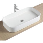 Mob - in - vasque � poser rectangle en c�ramique blanche 75x39cm