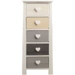 Mobili rebecca - rebecca mobili chiffonnier commode 5 tiroirs bois blanc beige gris 89x37x27