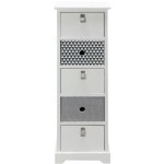 Rebecca mobili commode �troite table de chevet haute 5 tiroirs blanc gris moderne bois 93x30x25 cm
