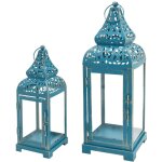 Mobili rebecca - rebecca mobili set lanternes bleu clair bougeoir métal pvc 39x14, 5x14, 5 Mobili rebecca - rebecca mobili set lanternes bleu clair bougeoir métal pvc 39x14, 5x14, 5