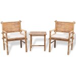 Mobilier de bistro 3 pcs avec coussins bambou vidaxl
