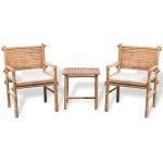Mobilier de bistro 3 pcs avec coussins bambou vidaxl