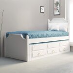 Mobilier deco - clemence - lit gigogne 90 x 190 cm avec tiroirs en bois blanc