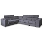 Mobilier deco - lucky - canap� d'angle convertible r�versible en tissu velours gris