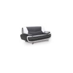 Mobilier deco - muza - canap design 2 places en simili cuir gris et blanc