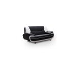 Mobilier deco - muza - canap design 2 places en simili cuir noir et blanc
