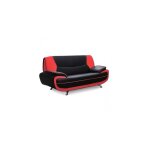 Muza - canap design 2 places en simili cuir noir et rouge