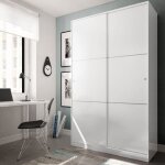 Mobimarket - armoire avec deux portes coulissantes et trois tagres, couleur blanc brillant, dimensions ...