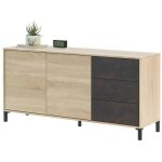 Mobimarket - buffet finition effet industriel vielli / chne canadian - longueur 154 x profondeur 41 ...