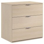 Mobimarket - commode 3 tiroirs couleur chne, style moderne, chambre, chambre principale, dimensions ...