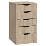 Commode de bureau 5 tiroirs eko, couleur ch�ne cambrian, 71 x 40 x 43 cm