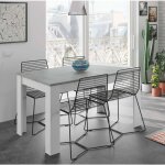 Mobimarket - table de salle  manger extensible, couleur bton et blanc artik, dimensions 140 x 78 x ...
