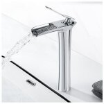 Modern robinet lavabo cascade haut, robinet mitigeur lavabo haut en laiton, robinet cascade eau chaude ...
