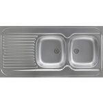 Moderna - evier inox 18 / 10 toil  poser rversible 2 cuves + gouttoir + 120x60cm