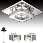 Moderne led plafonnier cristal miroir acier inoxydable luminaire lustre eclairage 12w blanc