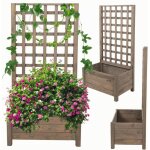 Modo24 jardini�re avec treillis bois de pin, sur pieds, bac � fleurs 116x60x40 cm, jardin / balcon / ...