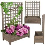 Modo24 jardini�re avec treillis bois de pin, sur pieds, bac � fleurs 116x80x40 cm, jardin / balcon / ...