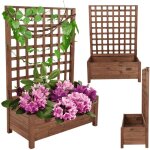 Modo24 jardini�re avec treillis bois de pin, sur pieds, bac � fleurs 116x80x40 cm, jardin / balcon / ...
