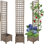 Modo24 jardini�re avec treillis pergola en pin, sur pieds, bac � fleurs 190x40x40 cm, jardin / balcon ...