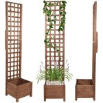 Modo24 jardini�re avec treillis pergola en pin, sur pieds, bac � fleurs 190x40x40 cm, jardin / balcon ...