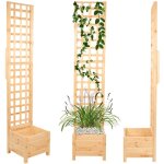 Modo24 jardini�re avec treillis pergola en pin, sur pieds, bac � fleurs 190x40x40 cm, jardin / balcon ...