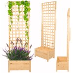 Modo24 jardini�re avec treillis pergola en pin, sur pieds, bac � fleurs 190x60x40 cm, jardin / balcon ...