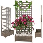 Modo24 jardini�re avec treillis pergola en pin, sur pieds, bac � fleurs 190x80x40 cm, jardin / balcon ...