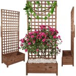 Modo24 jardini�re avec treillis pergola en pin, sur pieds, bac � fleurs 190x80x40 cm, jardin / balcon ...