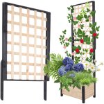 Modo24 rehausse pergola bois de pin pour jardini�re, module extension treillis ext�rieur plantes grimpantes, ...