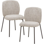 Mogan - lot de 2 chaises en tissu taupe pieds en m�tal noir