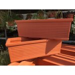 Monacis - corbeille a hachures rectangulaire en resine 80cm - couleur : terracotta - colore: terracotta ...