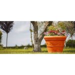 Vase en polymre monacis  double bordure festonne en terracotta 45 (45x36, 5h)