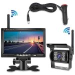Moniteur 7 pouces, cam�ra de recul sans fil avec vision nocturne pour voiture et camping - car