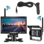 Moniteur 7 pouces, cam�ra de recul sans fil avec vision nocturne pour voiture et camping - car