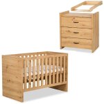 Monmobilierdesign - amelia ensemble bb commode  langer et lit volutif 120x60 chne