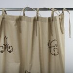 Thedecofactory - monogramme - rideau 100% coton � lacets brod� de lettres beige 110x250