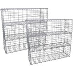 Monster - shop - lot de 6 paniers de gabions argents en acier galvanis pour projets d'amnagement extrieur, ...